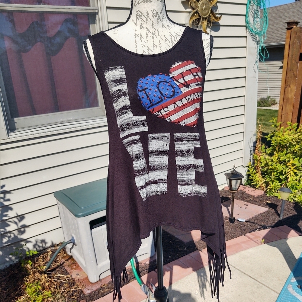 Oatt Large Love Black Tank Fringe Sides! - Picture 2 of 13